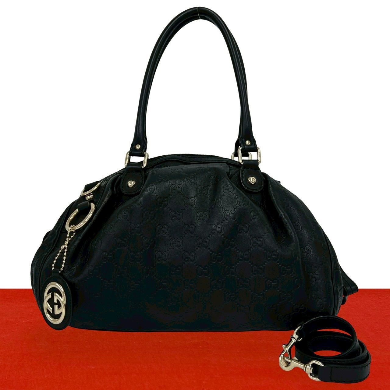 極 美品 GUCCI グッチ スーキー シマ レザー 本革 2way ハンドバッグ
