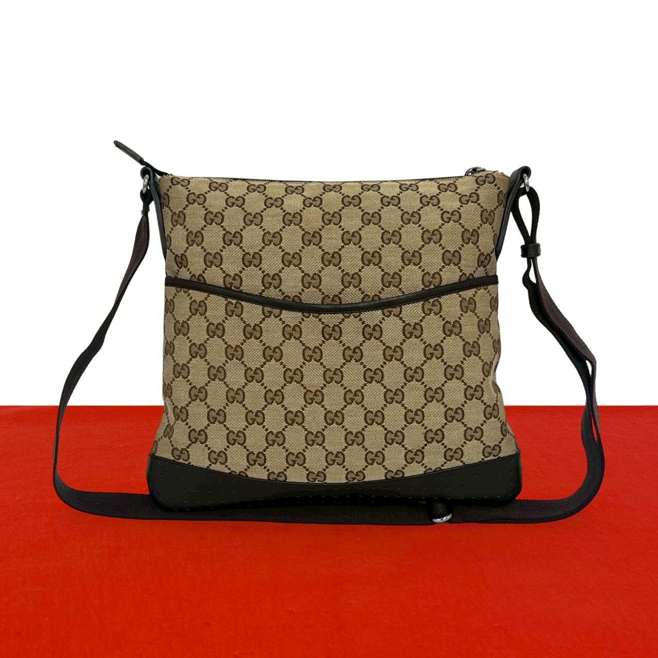 極 美品 GUCCI グッチ GG キャンバス GG 柄 レザー 本革 ショルダー