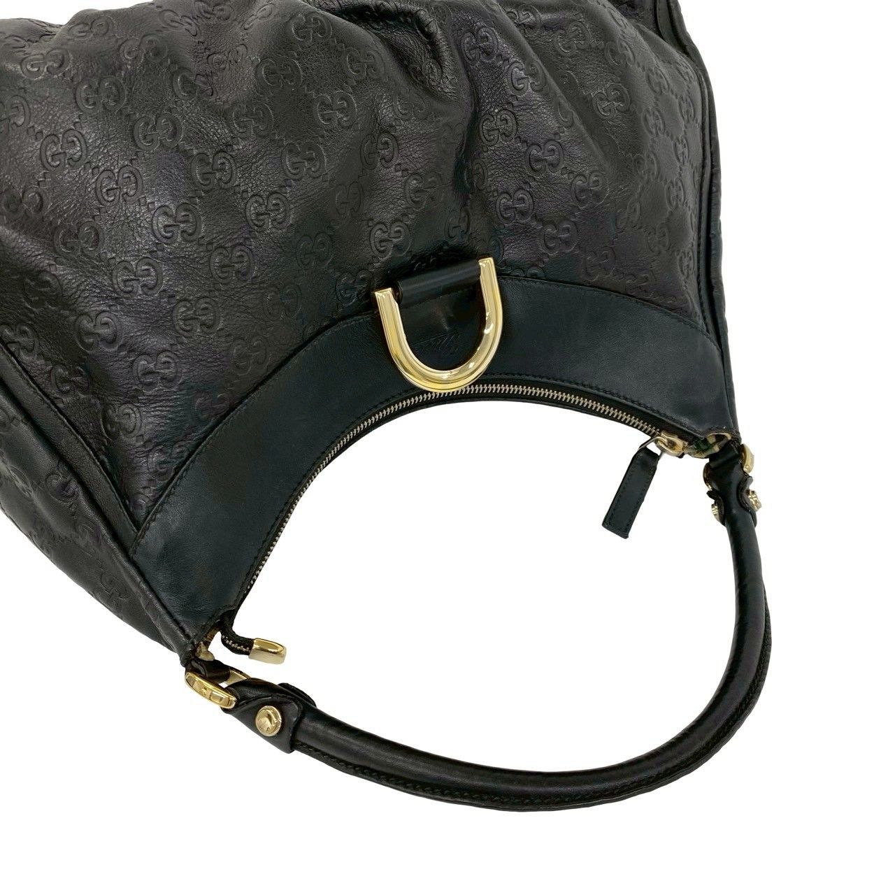 極 美品 GUCCI グッチ アビー シマ レザー 本革 ハンドバッグ ボストン 