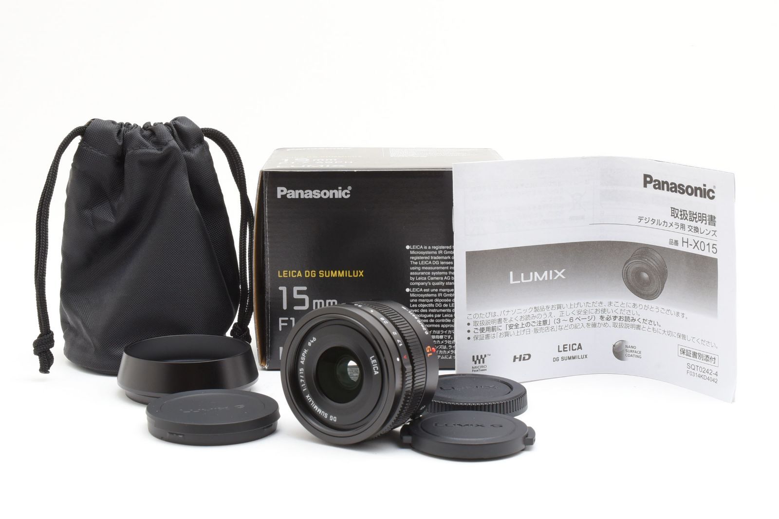 ★美品★ パナソニック Panasonic LEICA DG SUMMILUX 15mm F1.7 ASPH. 元箱付き ARYM6458 #83