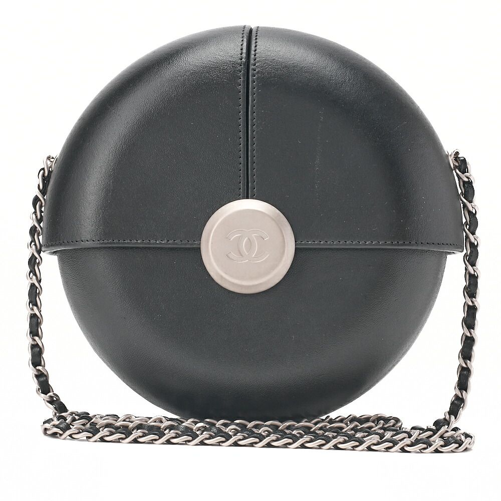 CHANEL シャネル ココマーク イブニングインザエアー チェーンショルダー ラムスキン 黒　シルバー金具 レディースバッグ ブランド【中古】【送料無料】