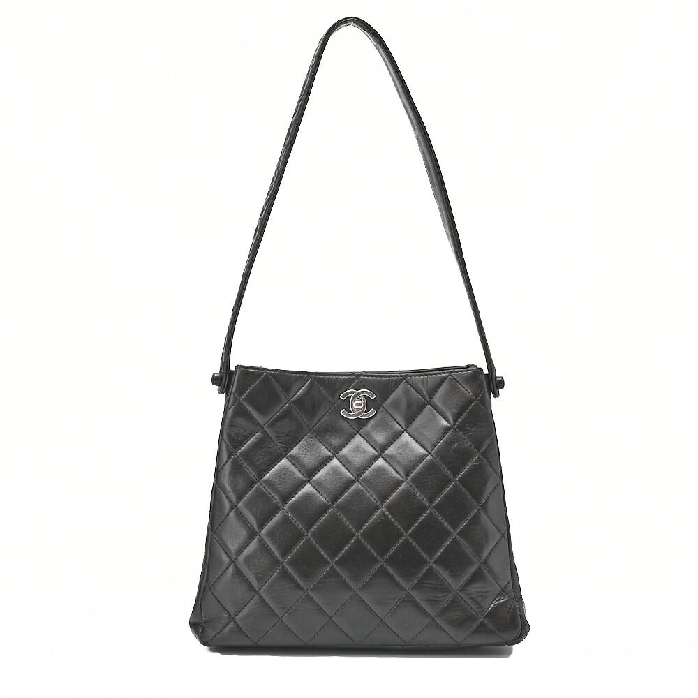 CHANEL シャネル　ラムスキン　マトラッセ　ダブルフェイス　ワンショルダー　黒　シルバー金具　ブランド【中古】【送料無料】