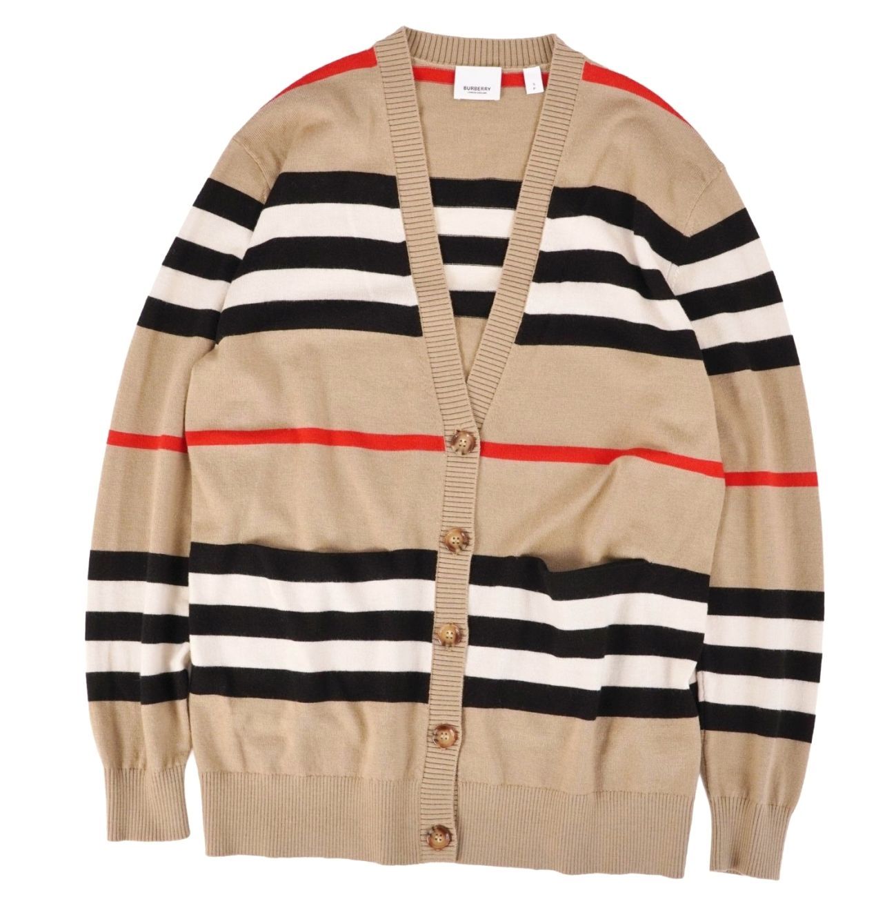 極美品 バーバリー BURBERRY カーディガン ニット ボーダー ロングスリ