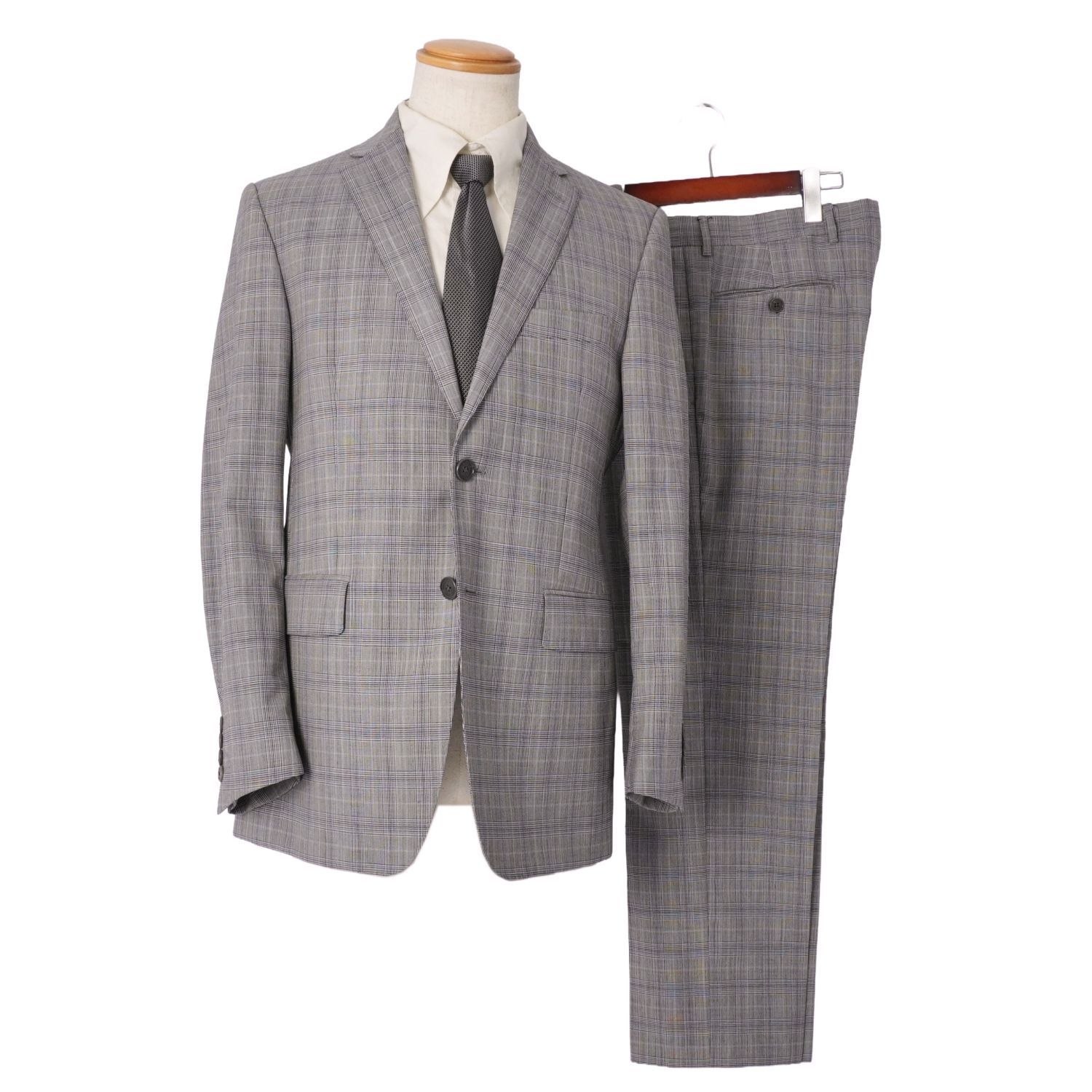 美品 エトロ ETRO セットアップ スーツ シングル チェック ウール