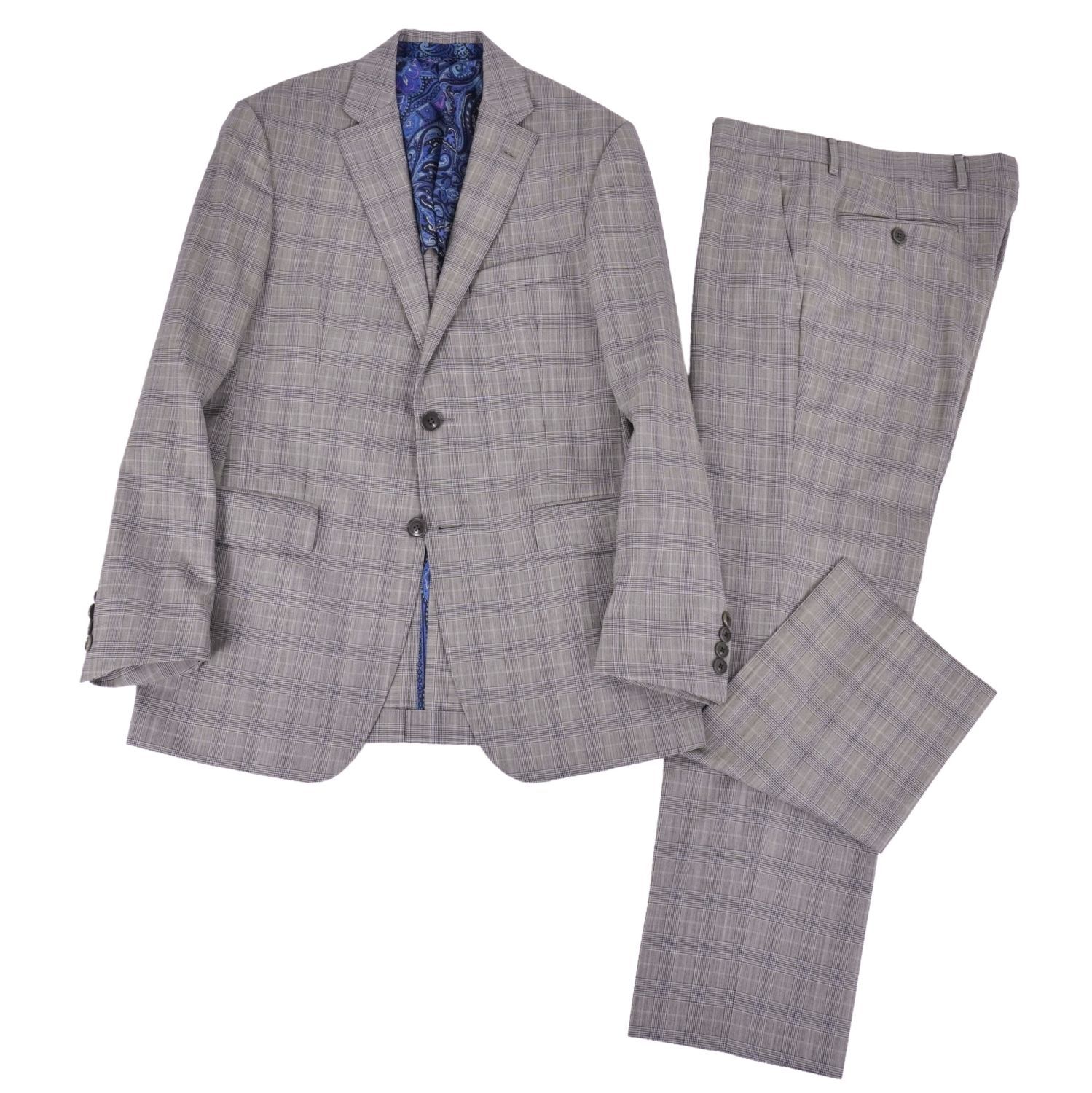 美品 エトロ ETRO セットアップ スーツ シングル チェック ウール