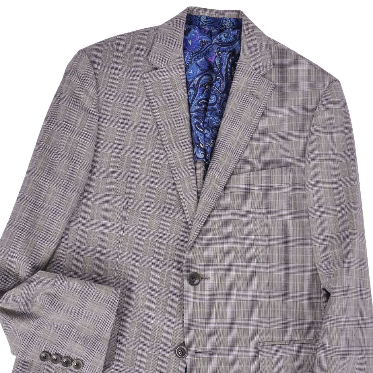 美品 エトロ ETRO セットアップ スーツ シングル チェック ウール