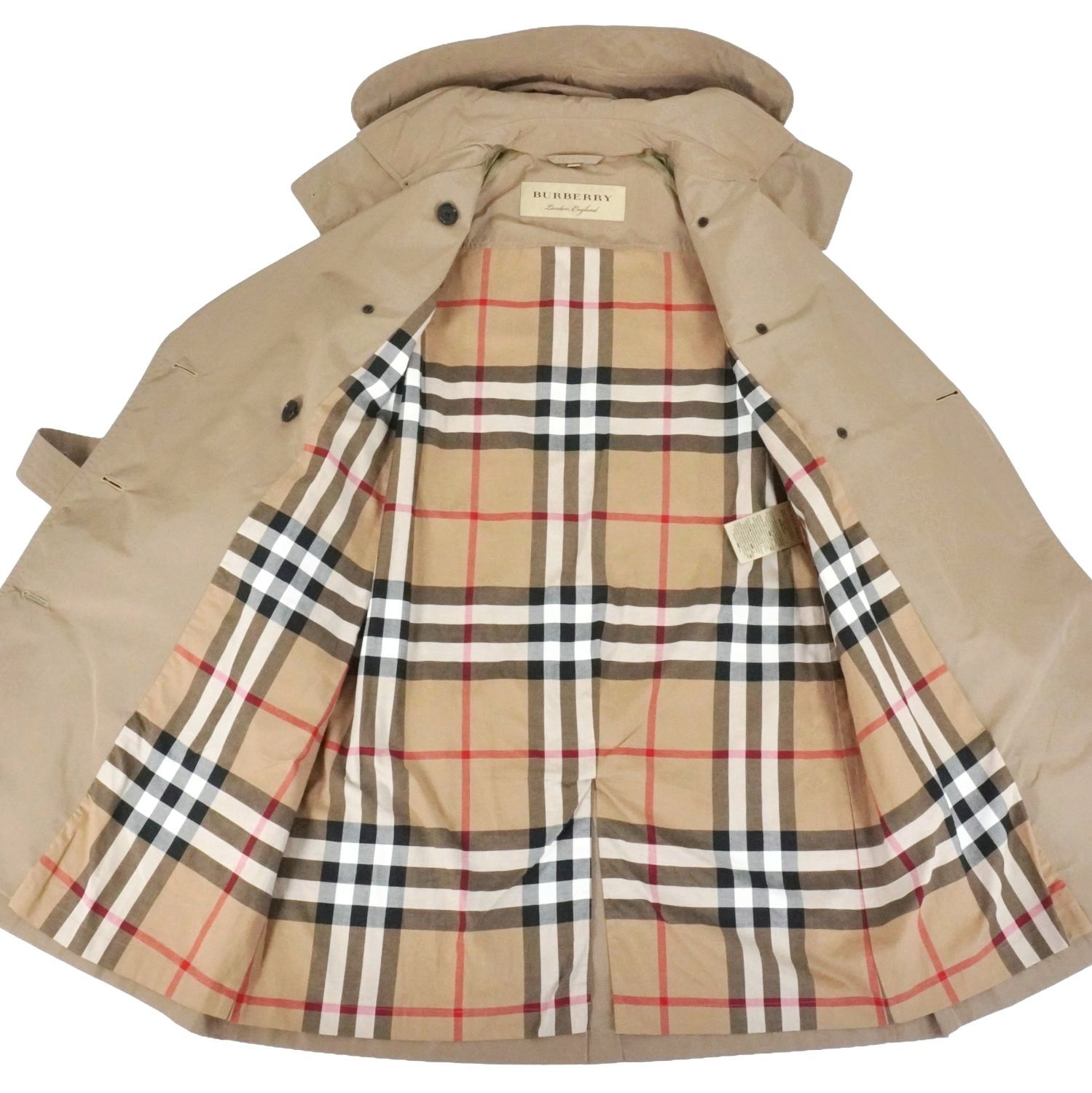 極美品 バーバリー BURBERRY フード付き トレンチコート ポリエステル 
