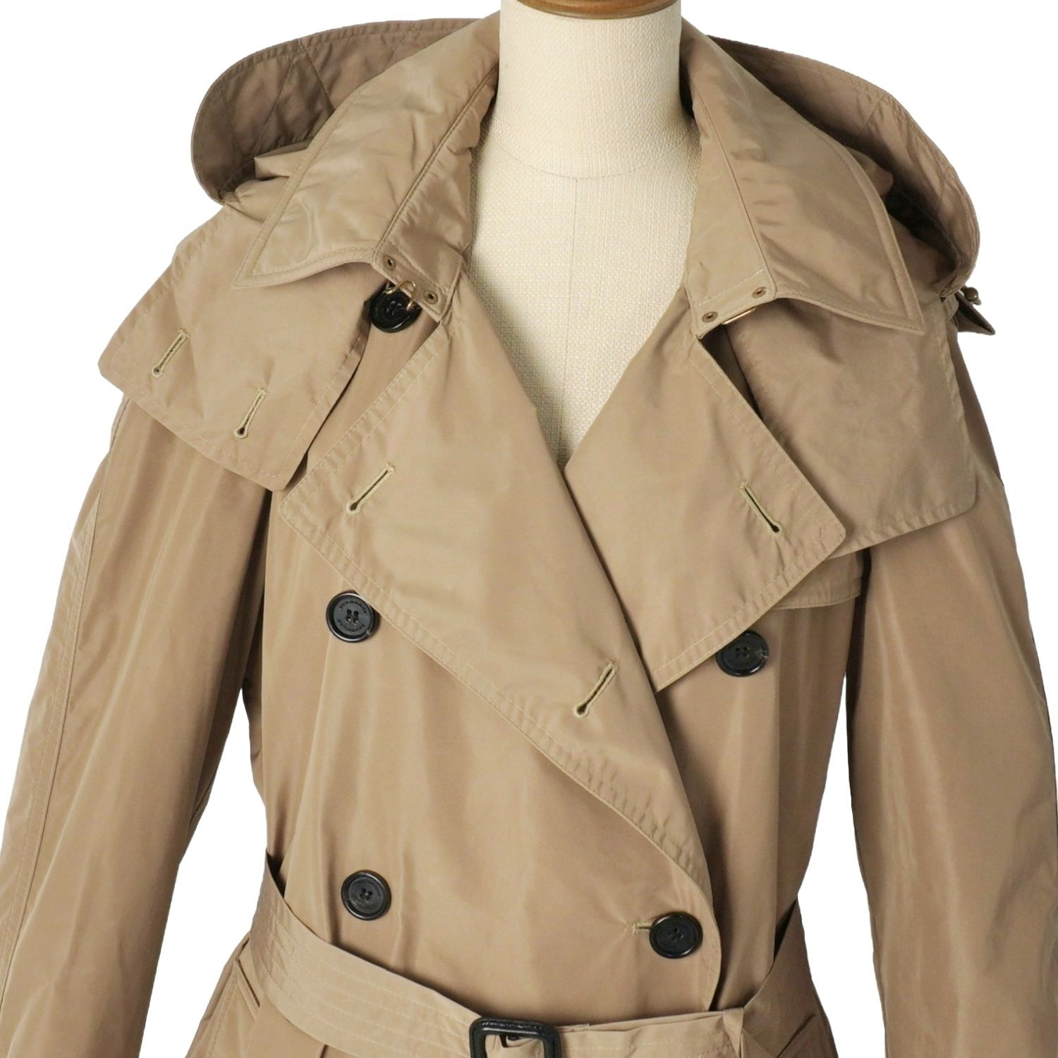 極美品 バーバリー BURBERRY フード付き トレンチコート ポリエステル