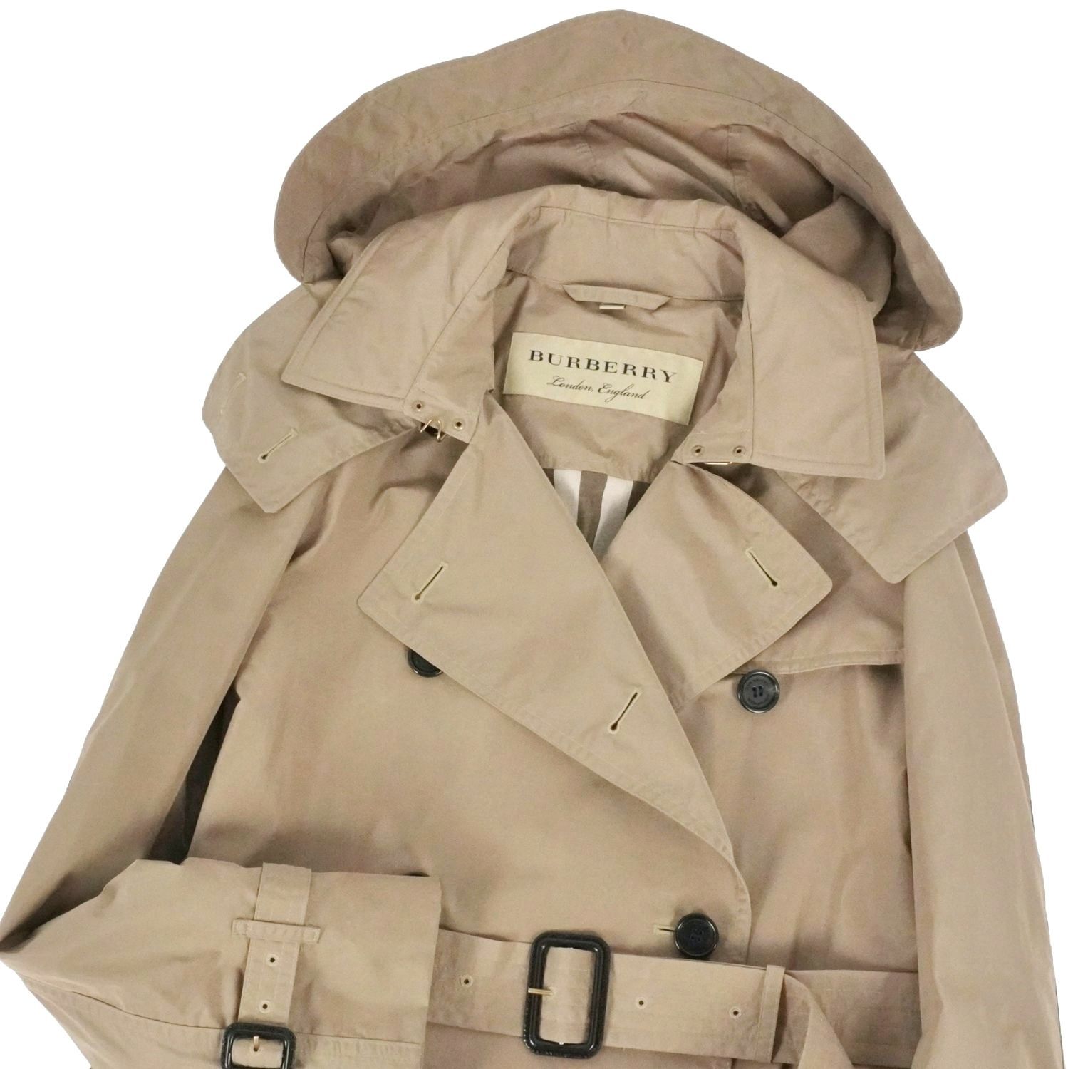 極美品 バーバリー BURBERRY フード付き トレンチコート ポリエステル