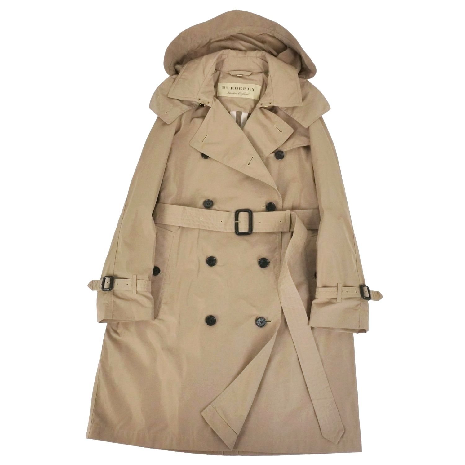 極美品 バーバリー BURBERRY フード付き トレンチコート ポリエステル