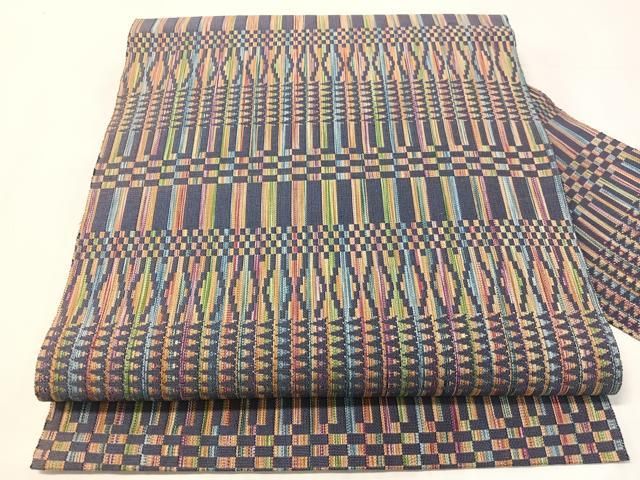 平和屋着物●八寸名古屋帯　幾何学文様　正絹　逸品　CABJ0472vp