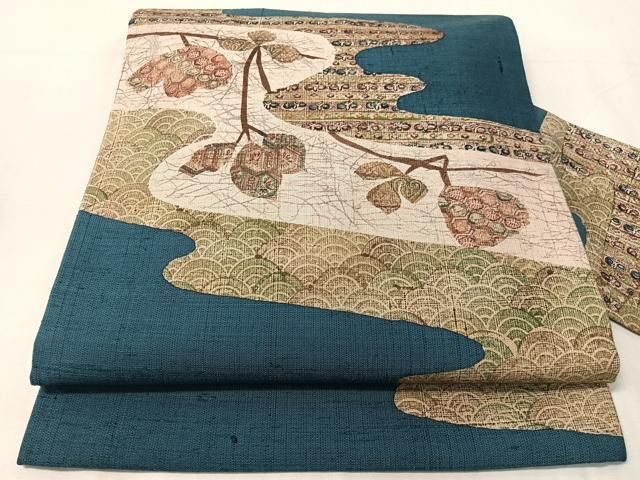 平和屋着物●九寸名古屋帯　紬地　成り物　正絹　逸品　CABJ0495vp