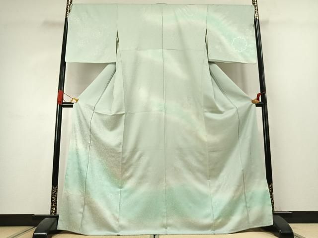 平和屋着物●京都　弥勒　MIROKU　訪問着　吉祥花唐草文　暈し染め　銀彩　正絹　逸品　未使用　AABK1027fy