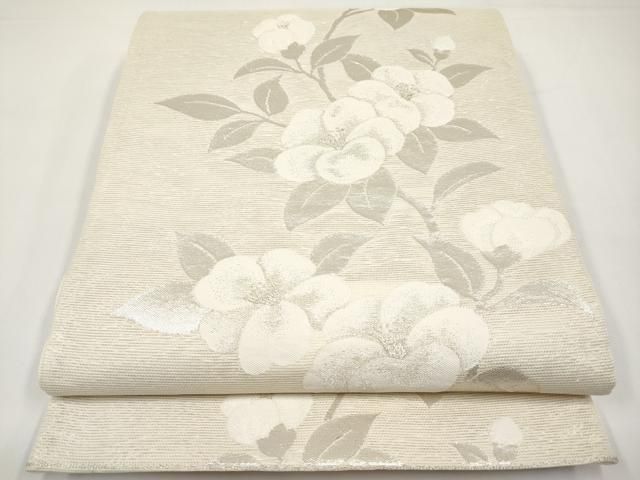 平和屋着物＊夏物　六通柄袋帯　枝椿　銀糸　正絹　逸品　CABI8710tx