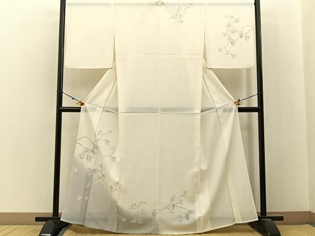 平和屋着物＊夏物　訪問着　絽　枝葉文　暈し染め　洗える着物　BAAX6905hj