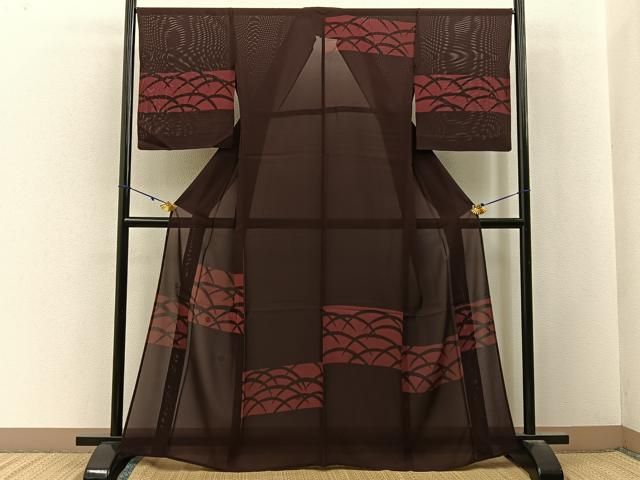 平和屋着物＊夏物　訪問着　絽　芝草文　正絹　逸品　BAAX6922hj