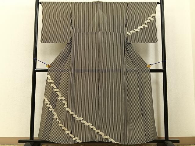 平和屋着物＊夏物　訪問着　絽　扇面文　黒地　正絹　逸品　BAAX6929hj