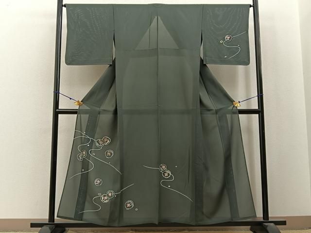 平和屋着物＊夏物　訪問着　絽　花丸文　金彩　正絹　逸品　BAAX6936hj