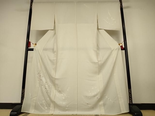 平和屋着物＊夏物　訪問着　総刺繍　幾何学紋紗　七宝花文　ますいわ屋扱い　ロング丈　正絹　逸品　AABJ9157jd