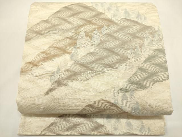 平和屋着物＊夏物　六通柄袋帯　重ね山風景文　金糸　正絹　逸品　DABH1676cd