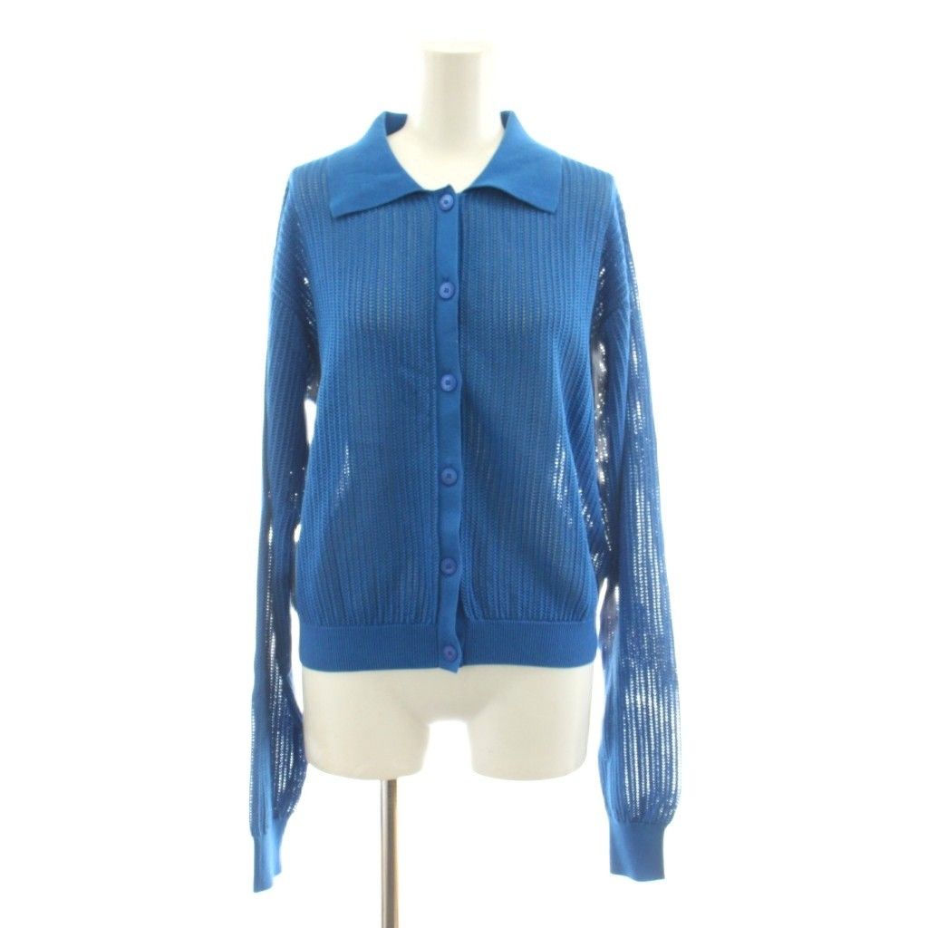 シンゾーン Shinzone OPEN WORK KNIT CARDIGAN ニットカーディガン ポロシャツ 長袖 F0 青 ブルー 24MMSNI04 /KU