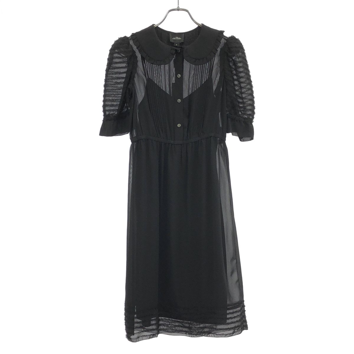 MARC JACOBS マーク ジェイコブス THE KAT DRESS パフスリーブ シアー ドレスワンピース V5000041 20 ブラック 0