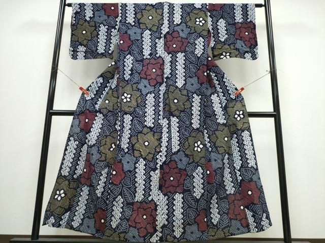平和屋着物∴夏物　浴衣　有松鳴海絞り　舞葉花文　綿　逸品　CABJ0029ng 27,885円