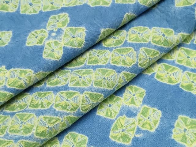 平和屋着物∴夏物　浴衣　有松鳴海絞り　蜘蛛絞り　斜線花文　綿　逸品　CABJ0031ng