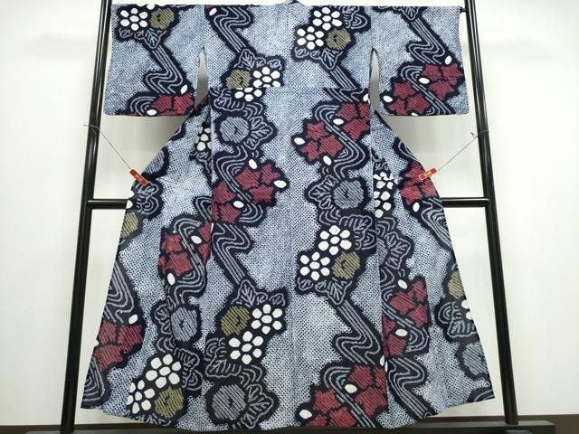 平和屋着物∴夏物　浴衣　有松鳴海絞り　流水菊文　綿　逸品　CABJ0033ng