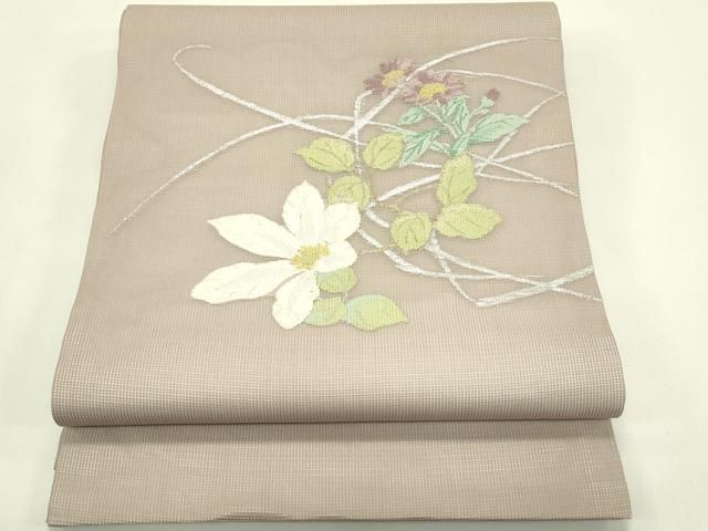 平和屋着物＊夏物　九寸開き名古屋帯　草花文　金銀糸　正絹　逸品　CABI5476rv 22,152円