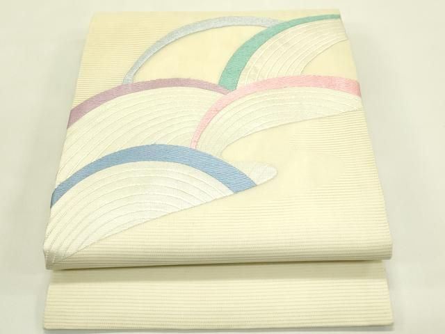 平和屋着物＊夏物　九寸開き名古屋帯　唐織　青海波　正絹　逸品　未使用　CABI5481rv
