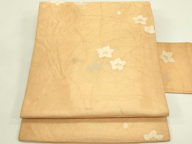 平和屋着物＊夏物　九寸名古屋帯　桔梗　金糸　正絹　逸品　CABI5484rv