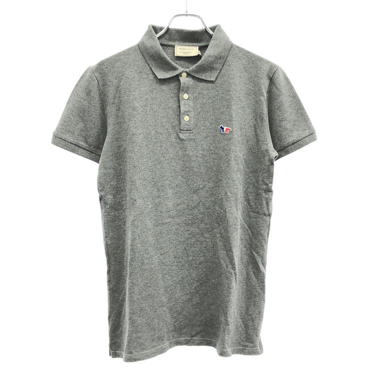 MAISON KITSUNE メゾンキツネ フォックスワッペンショートスリーブポロシャツ KMM-2801-A グレー XS
