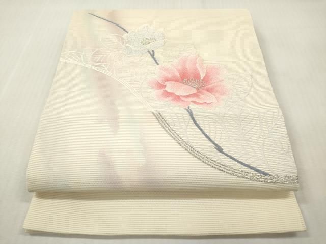 平和屋着物＊夏物　九寸開き名古屋帯　枝花文　金銀糸　正絹　逸品　DABF0446ea