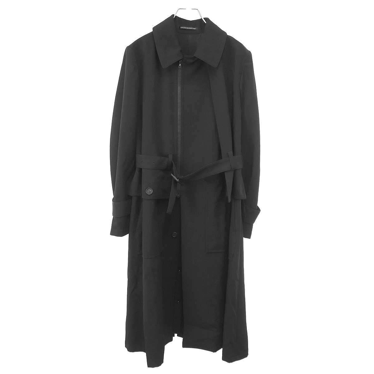 Yohji Yamamoto+NOIR ヨウジヤマモト プリュスノアール 21SS ウールギャバジンジップアップコート ND-C01-100 ブラック 1