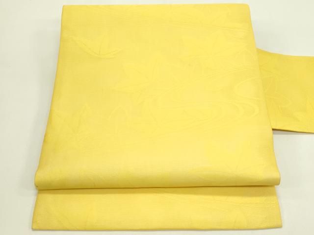 平和屋着物＊夏物　九寸名古屋帯　流水楓文　芥子色　正絹　逸品　CABI5488rv