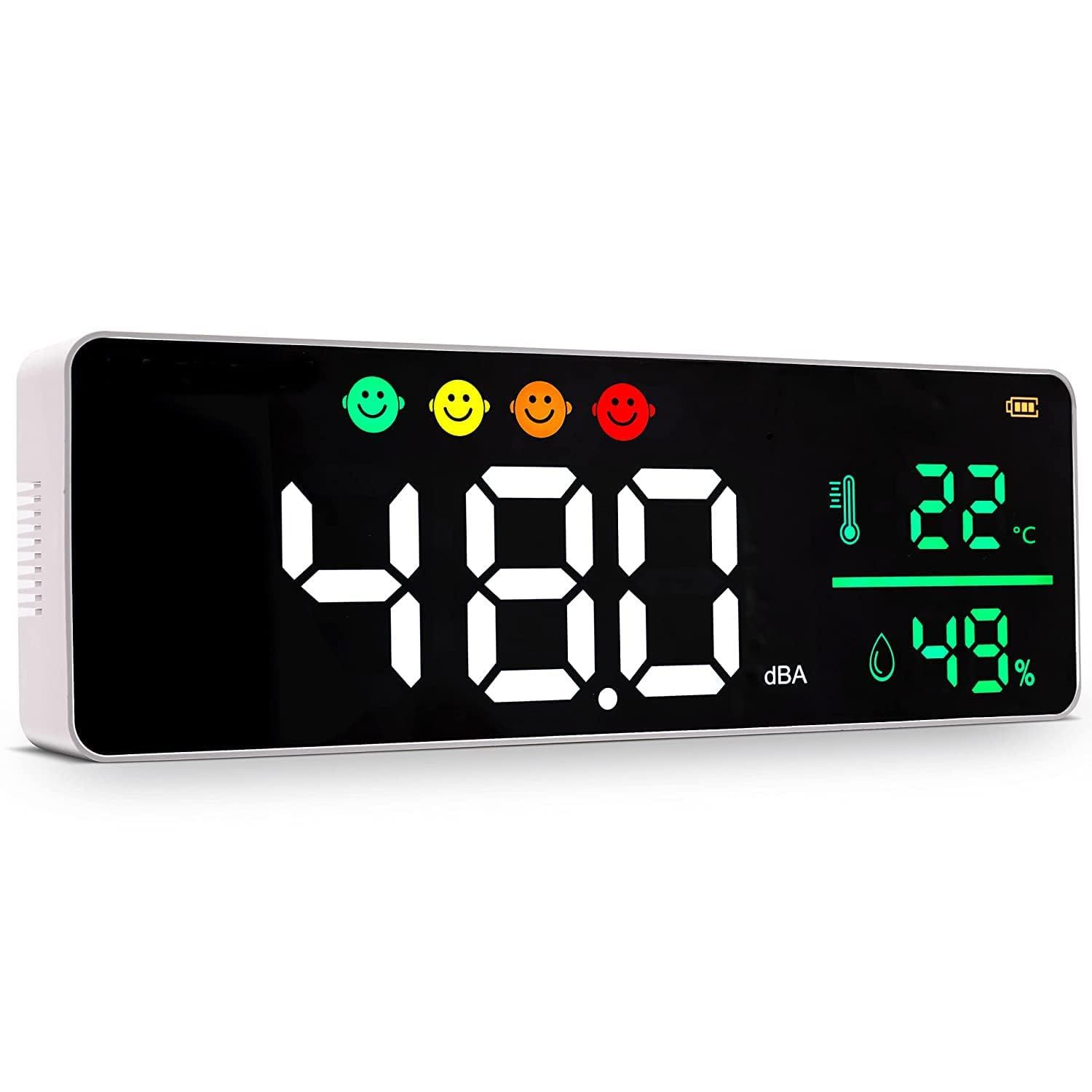 R◆ANRIS 騒音計 壁掛け 大型LED デシベルメーター ノイズメーター 測定範囲30-130dBA 騒音検知、温度検知、湿度検知 3-in-1 デジタル ノイズ測定器 教室騒音計 音響レベル計 音圧計 DB計 騒音デシベル計 64a5e932