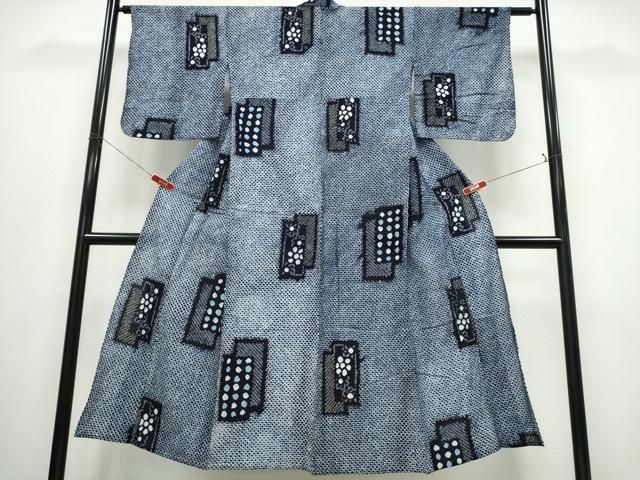平和屋着物∴夏物　浴衣　有松鳴海絞り　短冊重ね文　綿　逸品　CABJ0042ng