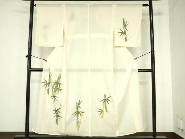 平和屋着物＊夏物　訪問着　絽　笹竹文　金彩　正絹　逸品　DABH0252op