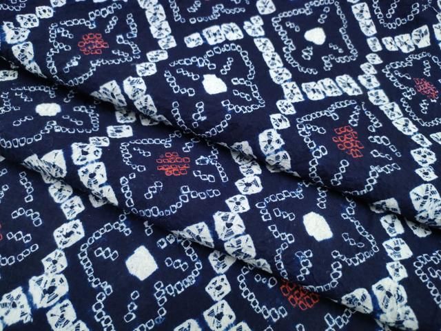 平和屋着物∴夏物　浴衣　有松鳴海絞り　亀甲花文　綿　逸品　未使用　CABJ0010ng
