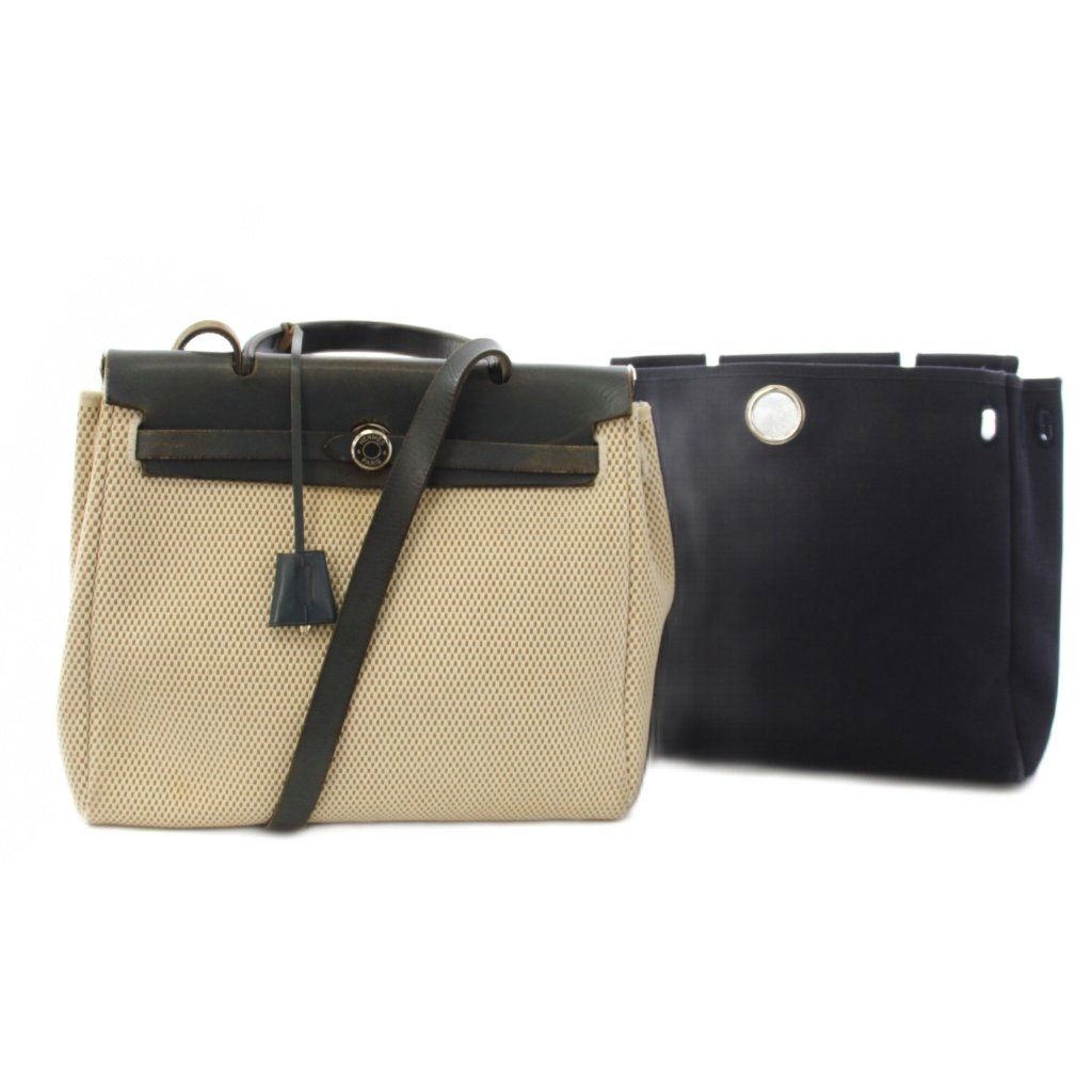 エルメス HERMES エールバッグ アドPM リュックサック デイバッグ ショルダーバッグ キャンバス レザー □G刻印 ベージュ 紺 ネイビー /AN38 ■OH