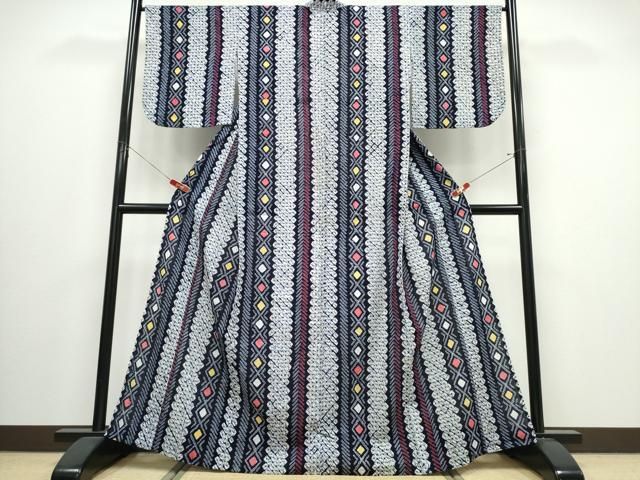 平和屋着物∴夏物　浴衣　有松鳴海絞り　吉祥菱間道　綿　逸品　CABJ0014ng