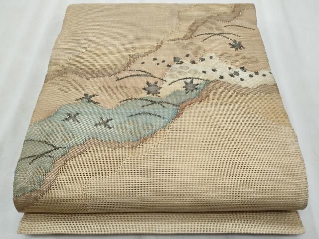 平和屋着物＊夏物　八寸名古屋帯　道長花文　正絹　逸品　CABI5626fb