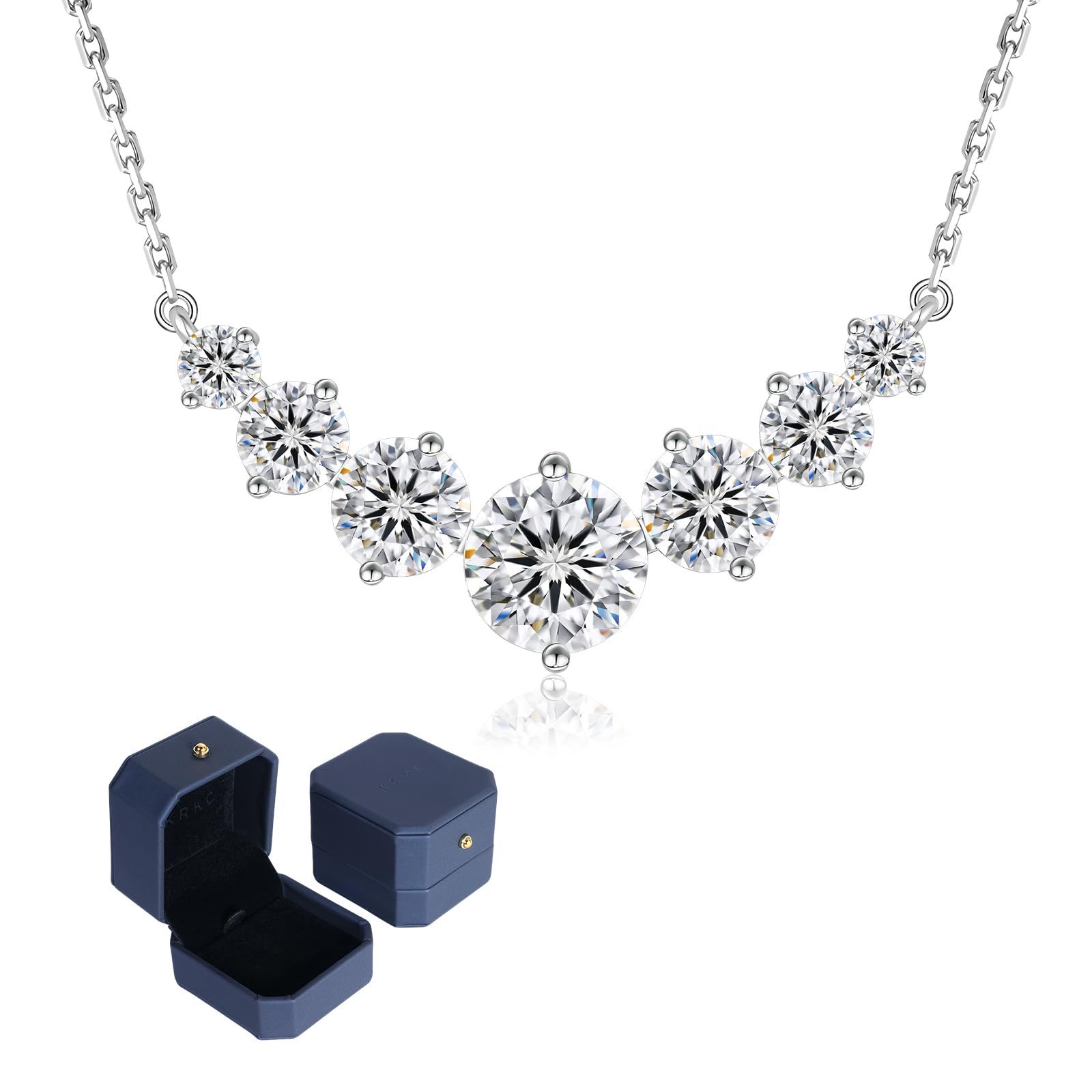 シルバー925製 計1.7/2.8/5.0CT 人工ダイヤモンド 金属アレルギー対応 ネックレスレディース スマイル/ハート/四つ葉 ペンダント シンプルスマイルライン モアサナイトネックレス：誕生日プレゼント女性 バレンタインデー/母の日プレゼント/クリスマ