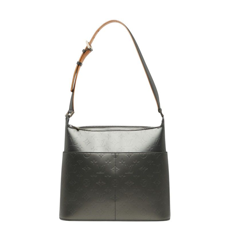 ルイ ヴィトン モノグラム マット サッター ショルダーバッグ M55162 ノワール グレー レザー レディース LOUIS VUITTON【1-0270875】