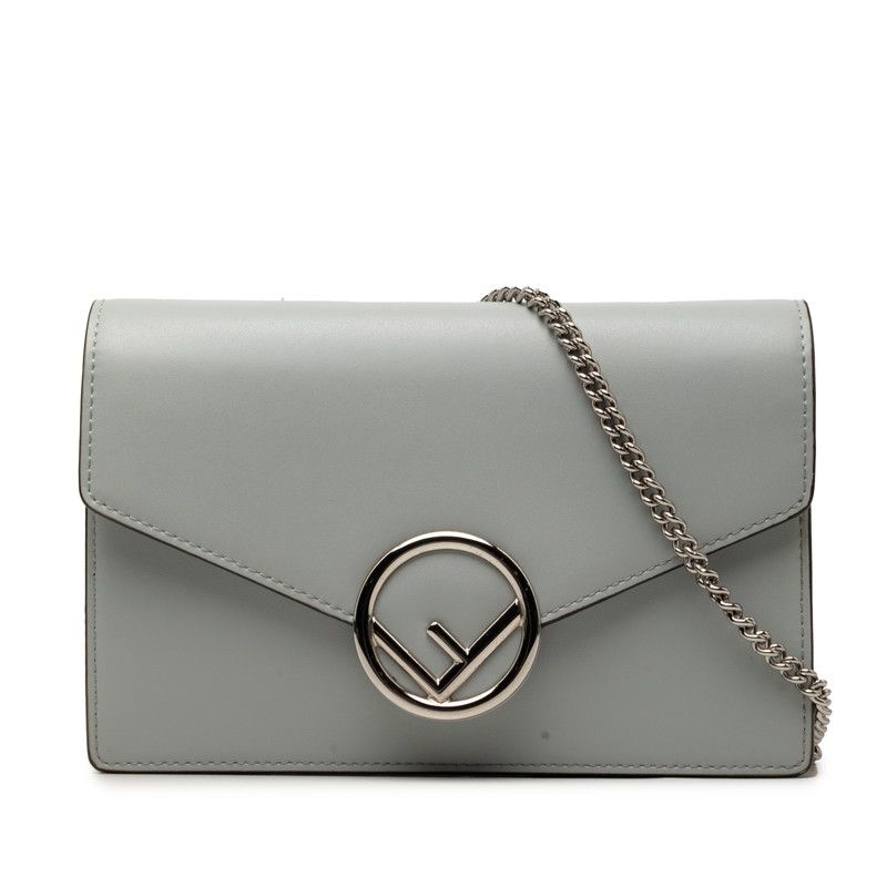 フェンディ エフ イズ チェーン ショルダーバッグ 8BS006 グレー レザー PVC レディース FENDI【1-0273591】