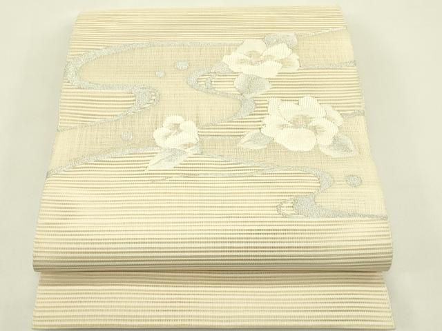 平和屋着物＊夏物　八寸名古屋帯　絽綴れ　流水花文　金銀糸　正絹　逸品　CABI5460rv