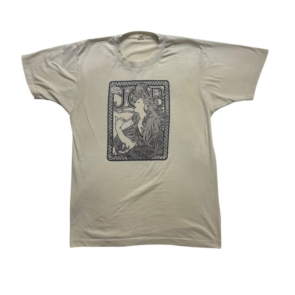 80s ミュシャ　タバコ　Tシャツ　SCREEN STARS USA製 アルフォンス・ミュシャ JOB シガレットペーパー アートTシャツ シングルステッチ ヴィンテージ