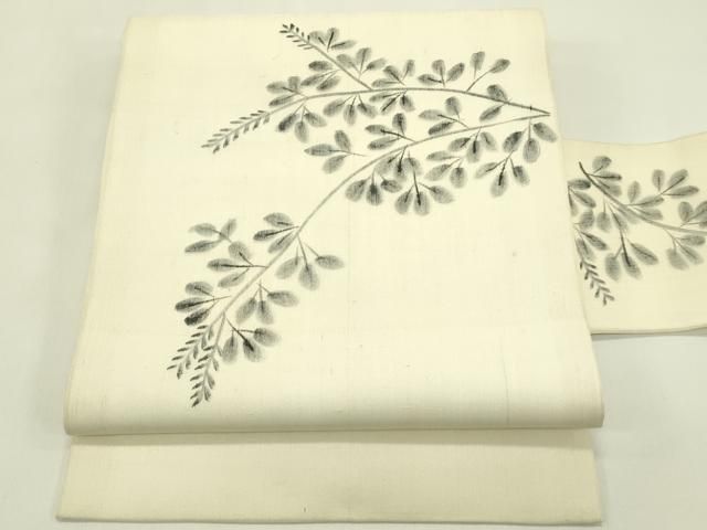 平和屋着物＊夏物　九寸名古屋帯　手描き　萩　正絹　逸品　CABI5467rv