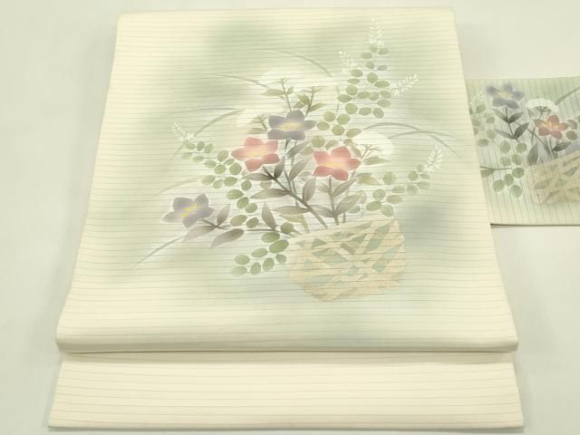 平和屋着物*夏物 絽塩瀬 九寸名古屋帯 花籠文 金銀彩 正絹 逸品 CABI5469rv